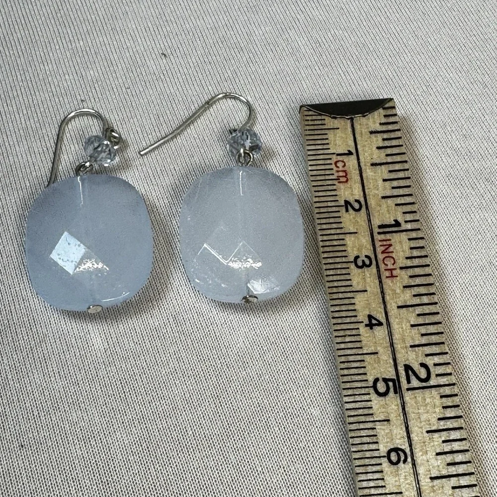 Bluish White Plastic Geometric Dangle Earrings‎